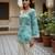 Teal printed cotton tunic top for women