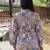 Grey floral printed cotton tunic top for women