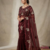 Maroon Color Hand And Sequince Work Satin Saree