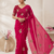 Rani Pink Color Hand And Sequince Work Satin Saree