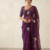 Wine Color Hand And Sequince Work Satin Saree