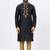 Black embroidered dupion silk kurta set
