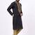 Black embroidered dupion silk kurta set