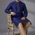 Blue embroidered dupion silk kurta set