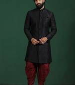 Black dupion silk indo western kurta set