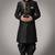 Black embroidered dupion silk kurta set