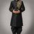 Black embroidered dupion silk kurta set