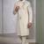 White embroidered dupion silk kurta set