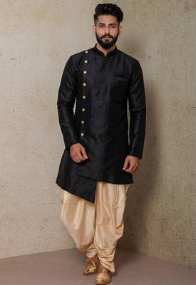 Black  dupion silk kurta set 1