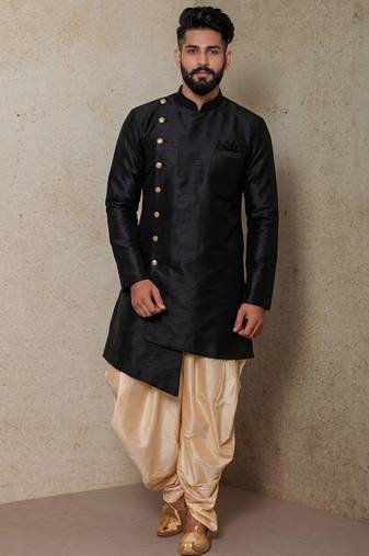 Black  dupion silk kurta set