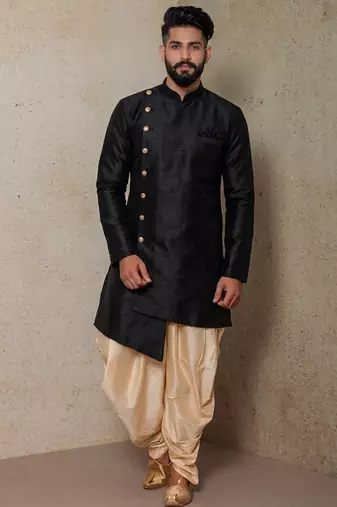 Black  dupion silk kurta set