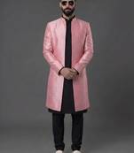 Black and pink  dupion silk kurta set
