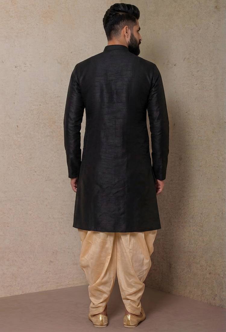 Black  dupion silk kurta set