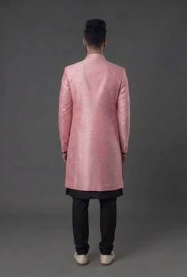 Black and pink  dupion silk kurta set 2