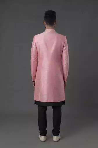 Black and pink  dupion silk kurta set