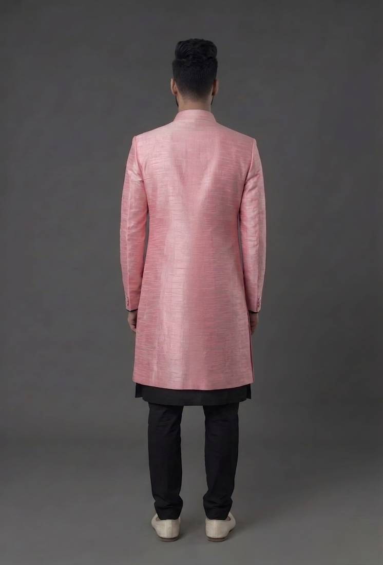 Black and pink  dupion silk kurta set