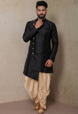 Black  dupion silk kurta set 3