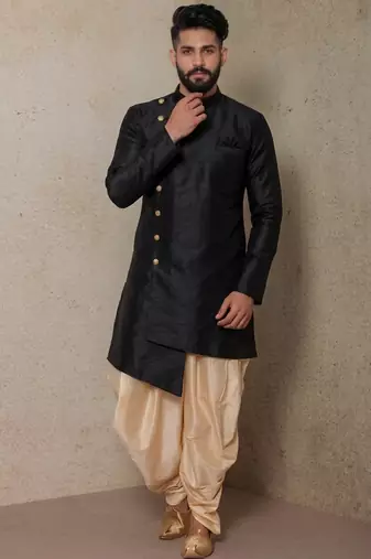 Black  dupion silk kurta set