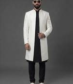 Black and white  dupion silk kurta set
