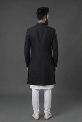 White and black  dupion silk kurta set 2