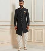 Black dupion silk indo western kurta set