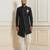 Black dupion silk indo western kurta set