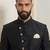 Black dupion silk indo western kurta set