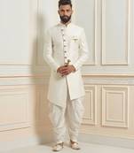 White dupion silk indo western kurta set