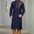 Blue embroidered dupion silk kurta set
