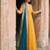 Yellow net thread flared gown set