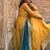 Yellow net thread flared gown set