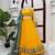 Yellow net thread flared gown set