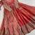 Pink silk blend embroidered flared gown set