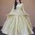 Light-green silk blend embroidered flared gown set