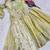 Light-green silk blend embroidered flared gown set