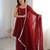 Red silk blend embroidered sharara set