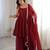 Red silk blend embroidered sharara set
