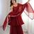 Red silk blend embroidered sharara set