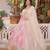 Pink silk blend embroidered flared gown set