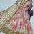 Pink silk blend embroidered flared gown set