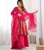Pink chanderi printed palazzo set