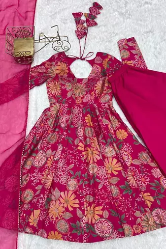 Pink chanderi printed palazzo set