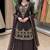 Brown silk blend embroidered palazzo set