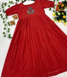 Women's new trendy red pleated maxi dress with intricate peacock beadwork
