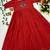 Women's new trendy red pleated maxi dress with intricate peacock beadwork