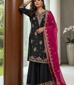 Black georgette embroidered palazzo set