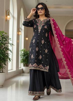 Black georgette embroidered palazzo set 2