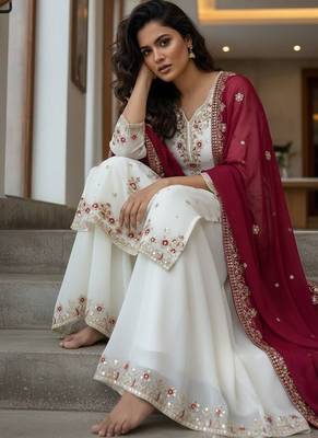 White georgette embroidered palazzo set 2