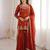 Orange silk blend embroidered sharara set