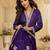 Purple silk blend embroidered flared gown set